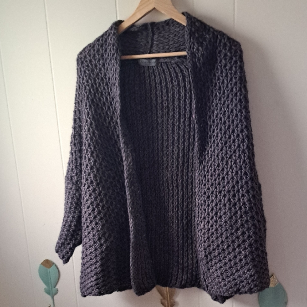 Elsamanda Cozy Open-Front Chunky Knit Sweater Cardigan - Dusty Plum